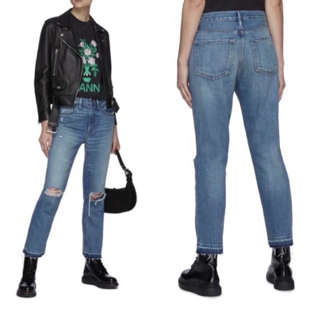FRAME Women’s Jeans 24 Heritage Le‎ Piper Straight Crop Raw Hem Distressed Boho